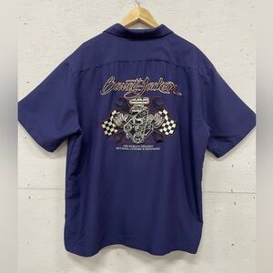 Banter Jackson Cars Hot Rods Embroidered Button Down Shop Shirt, Size 2XL